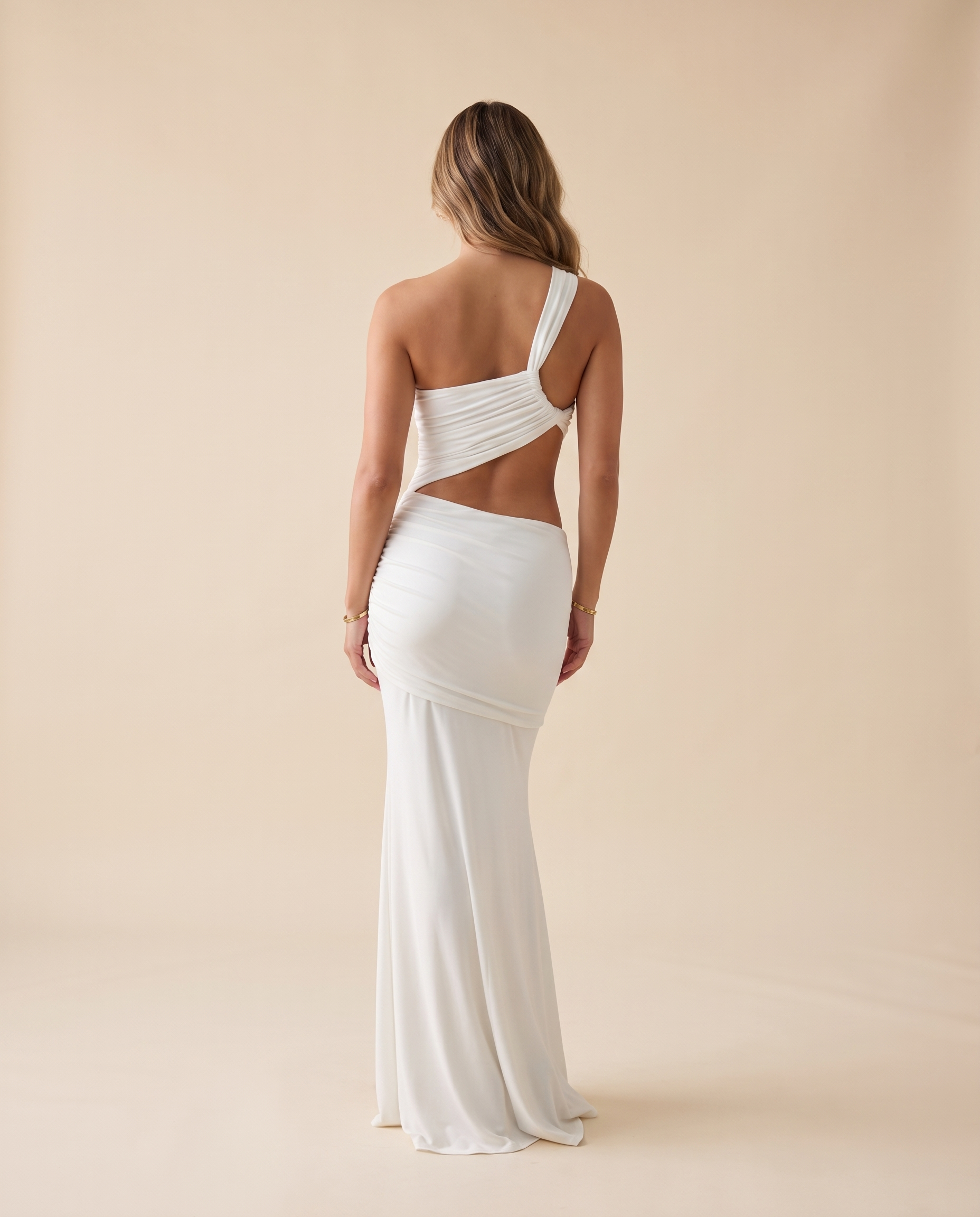 asymmetrical pleated dress PREORDER One Shoulder Asymmetrical Pleated Maxi Dress main image 1