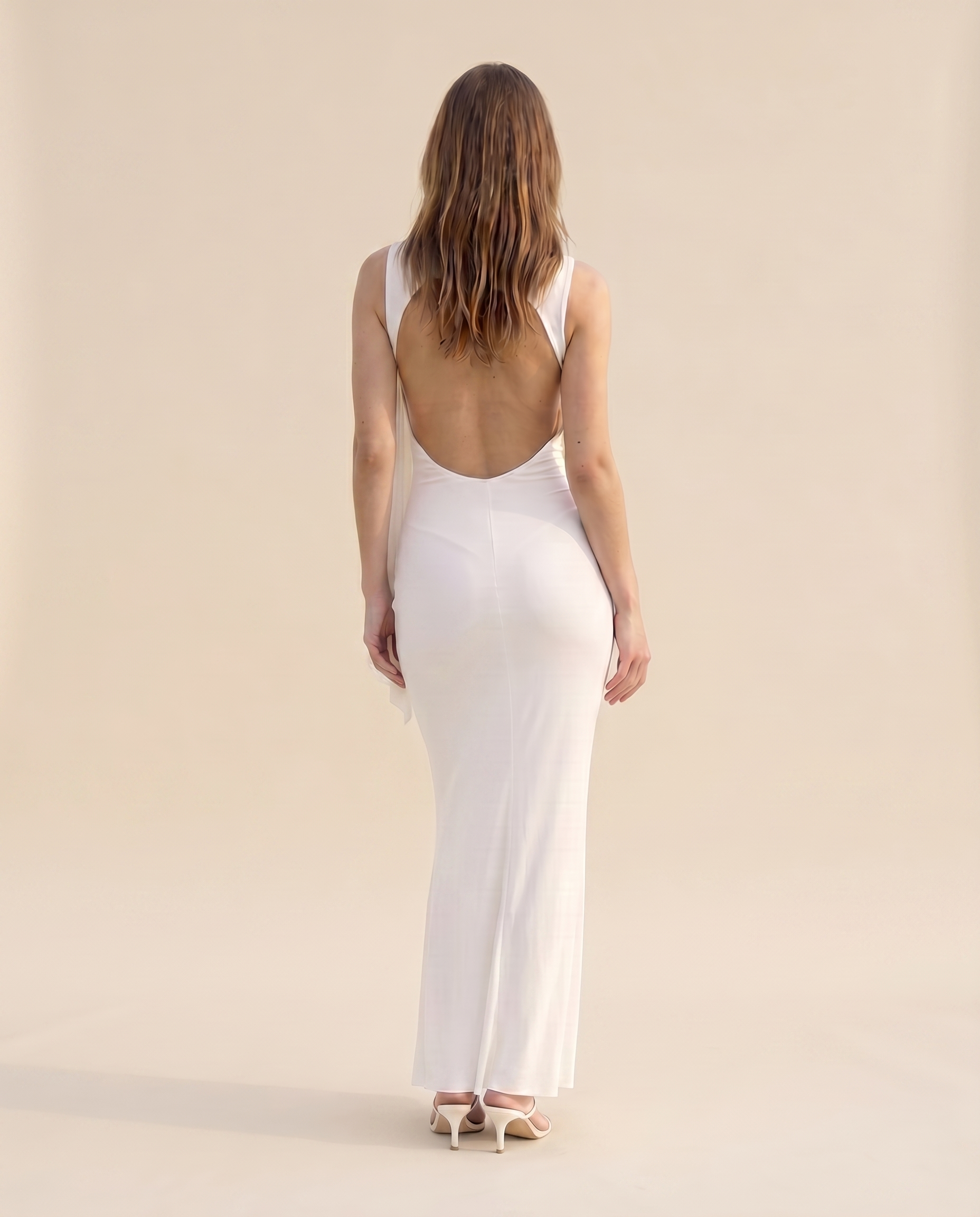 Backless Dress - White