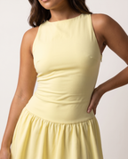 Court Muse Dress - Pastel Yellow