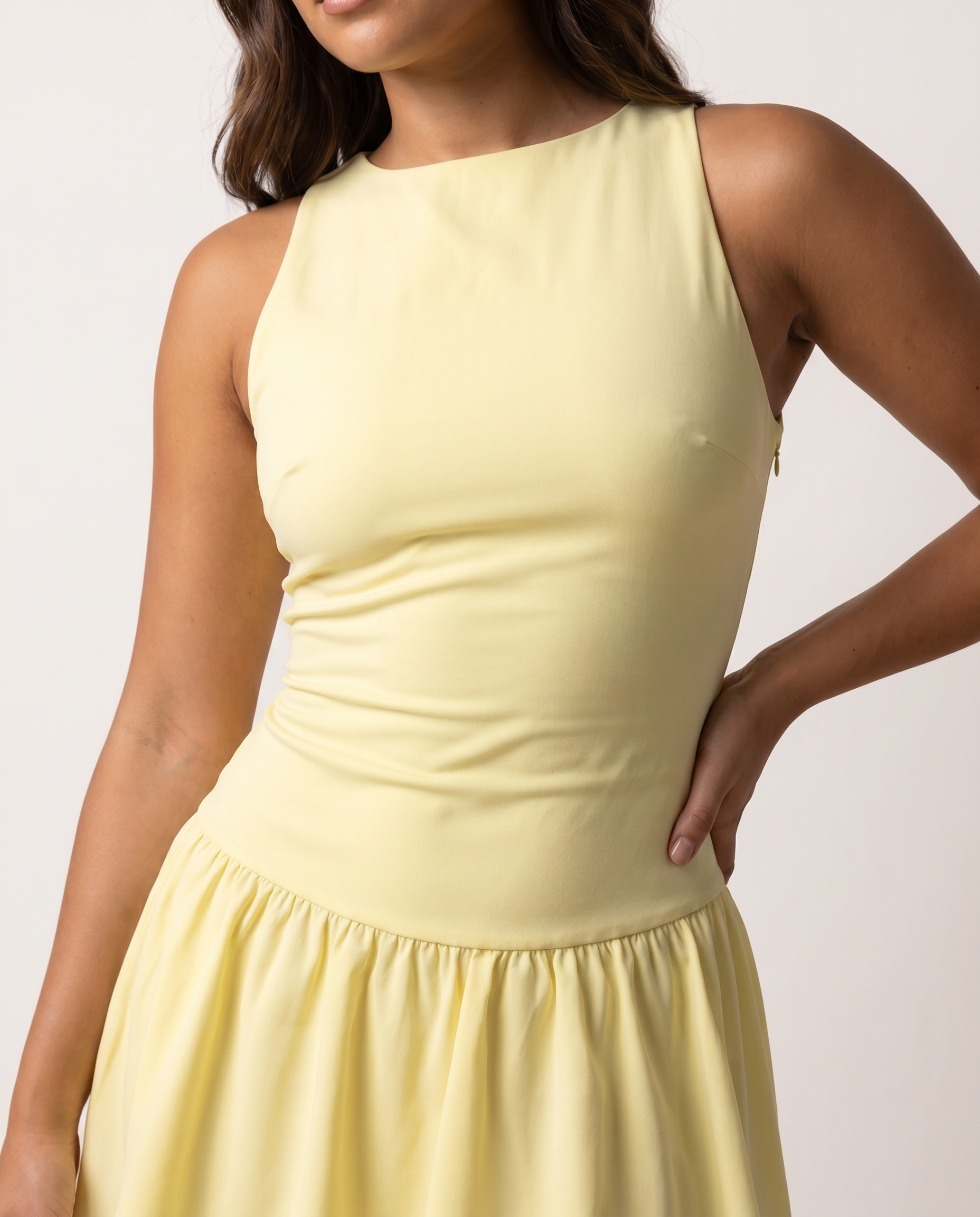 Court Muse Dress - Pastel Yellow