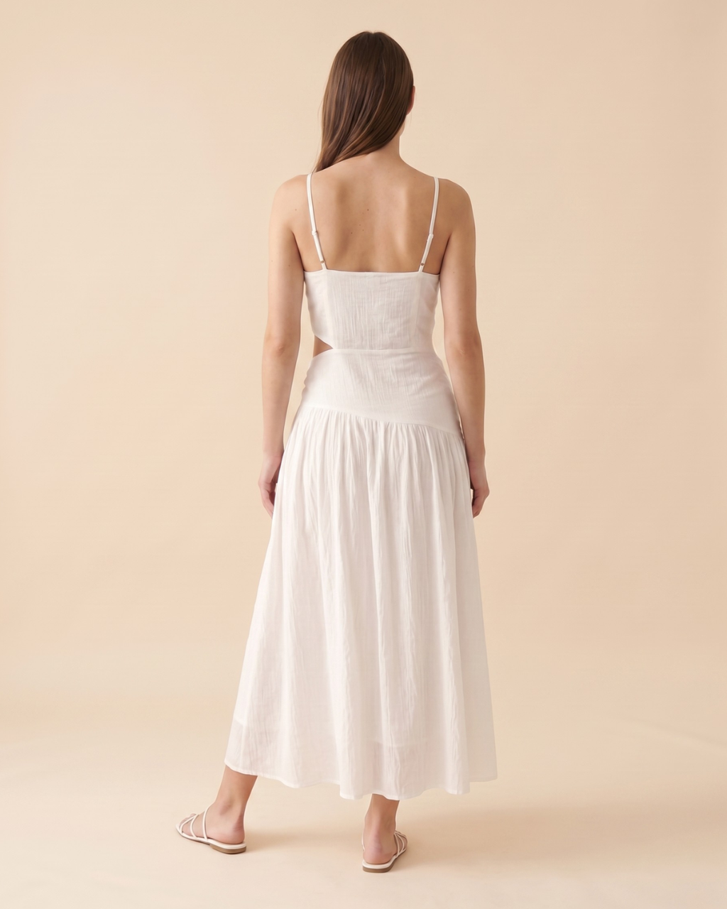 Linien Cut Out Dress - White