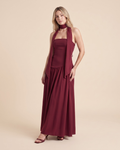 LuxeSlit Dress - Wine Red