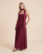 LuxeSlit Dress - Wine Red