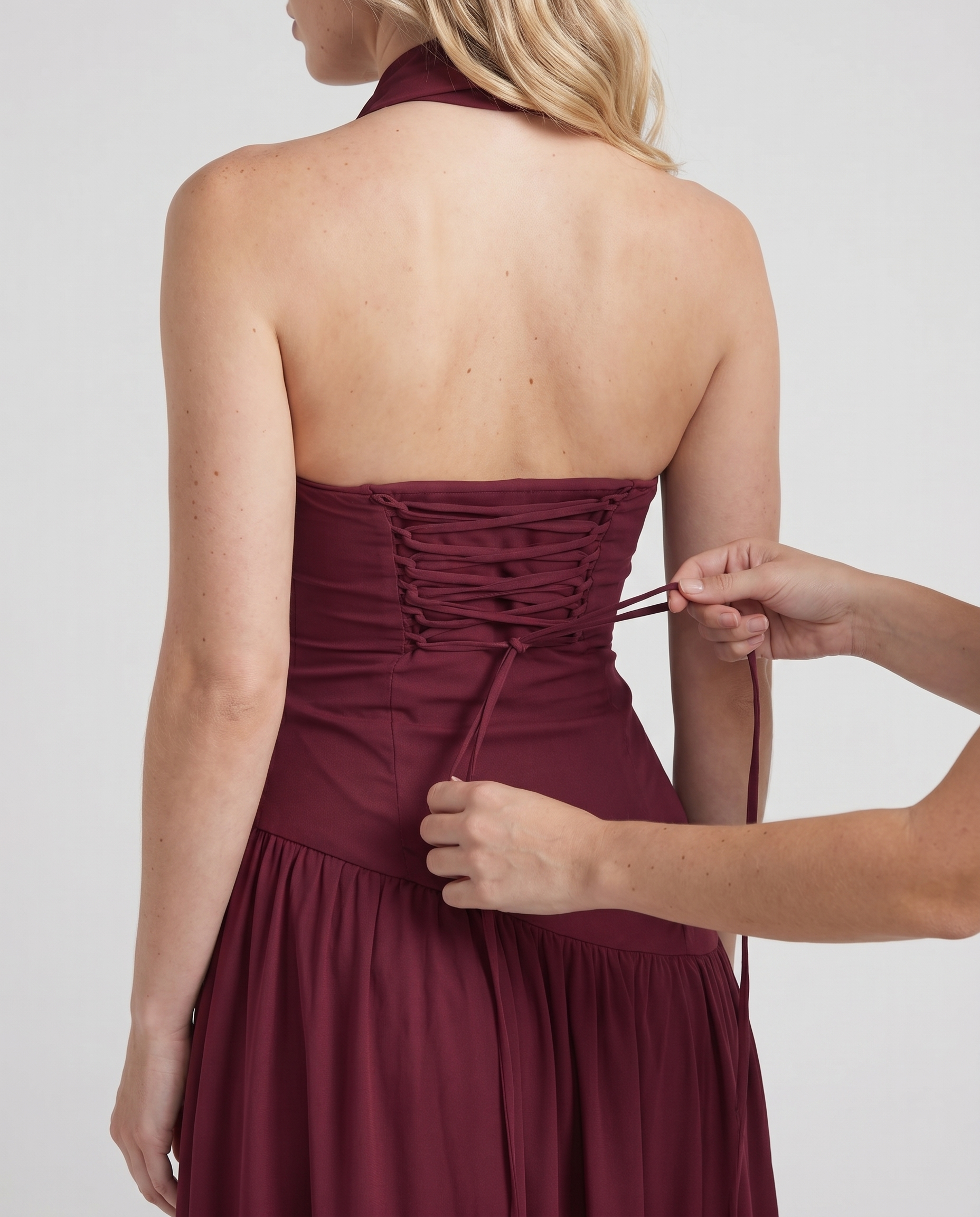 LuxeSlit Dress - Wine Red