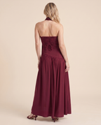LuxeSlit Dress - Wine Red