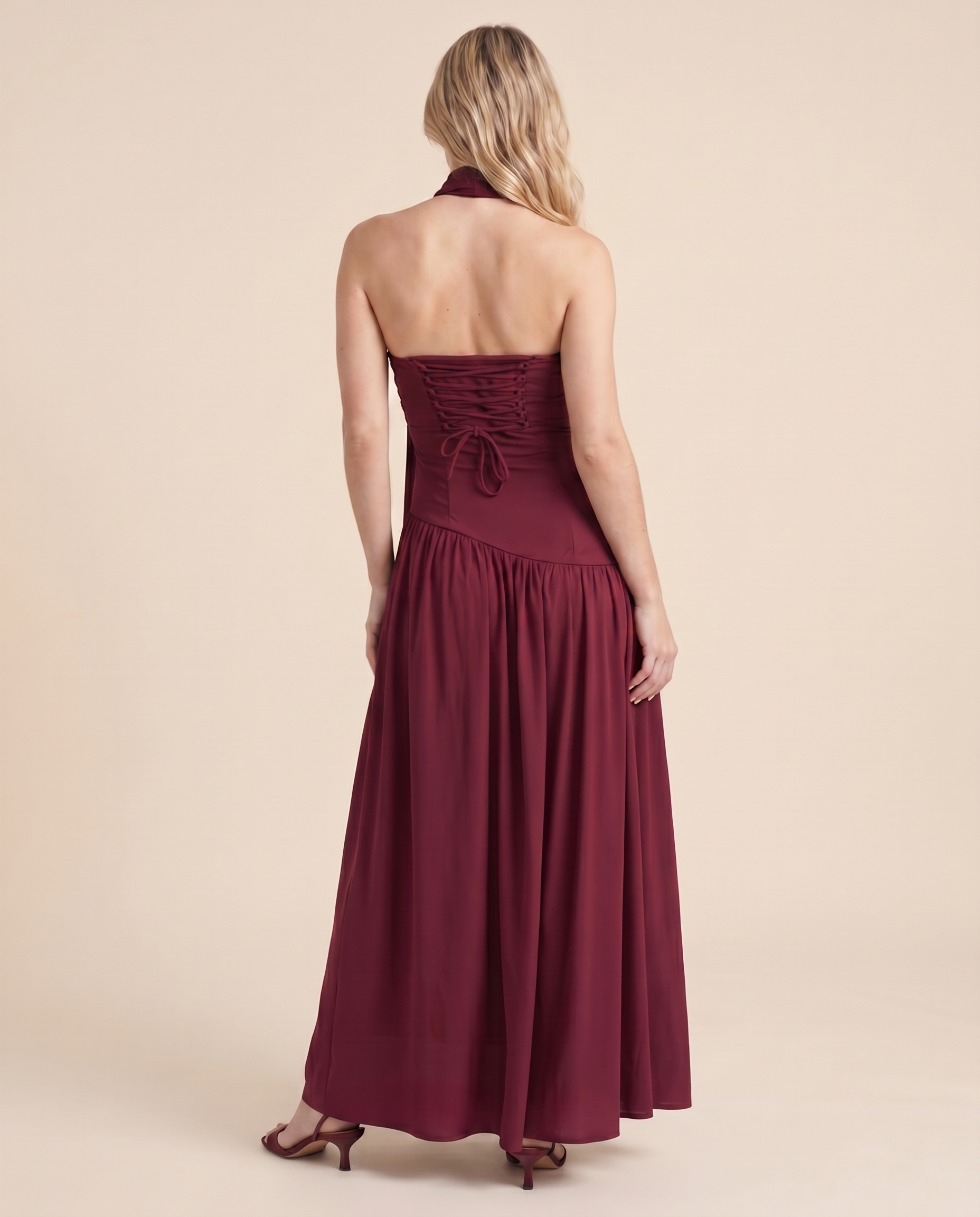 LuxeSlit Dress - Wine Red